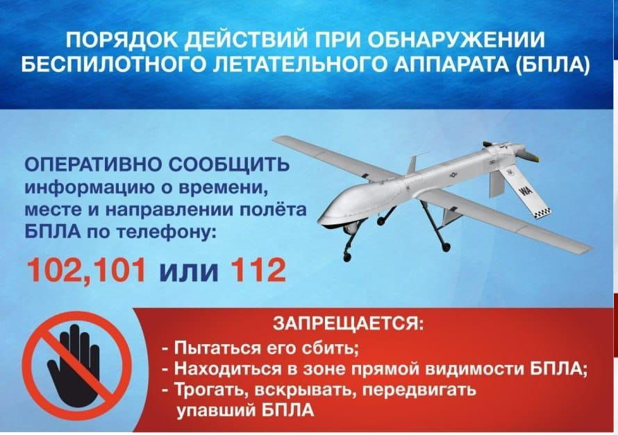 Памятка о порядке действий при обнаружении БПЛА.